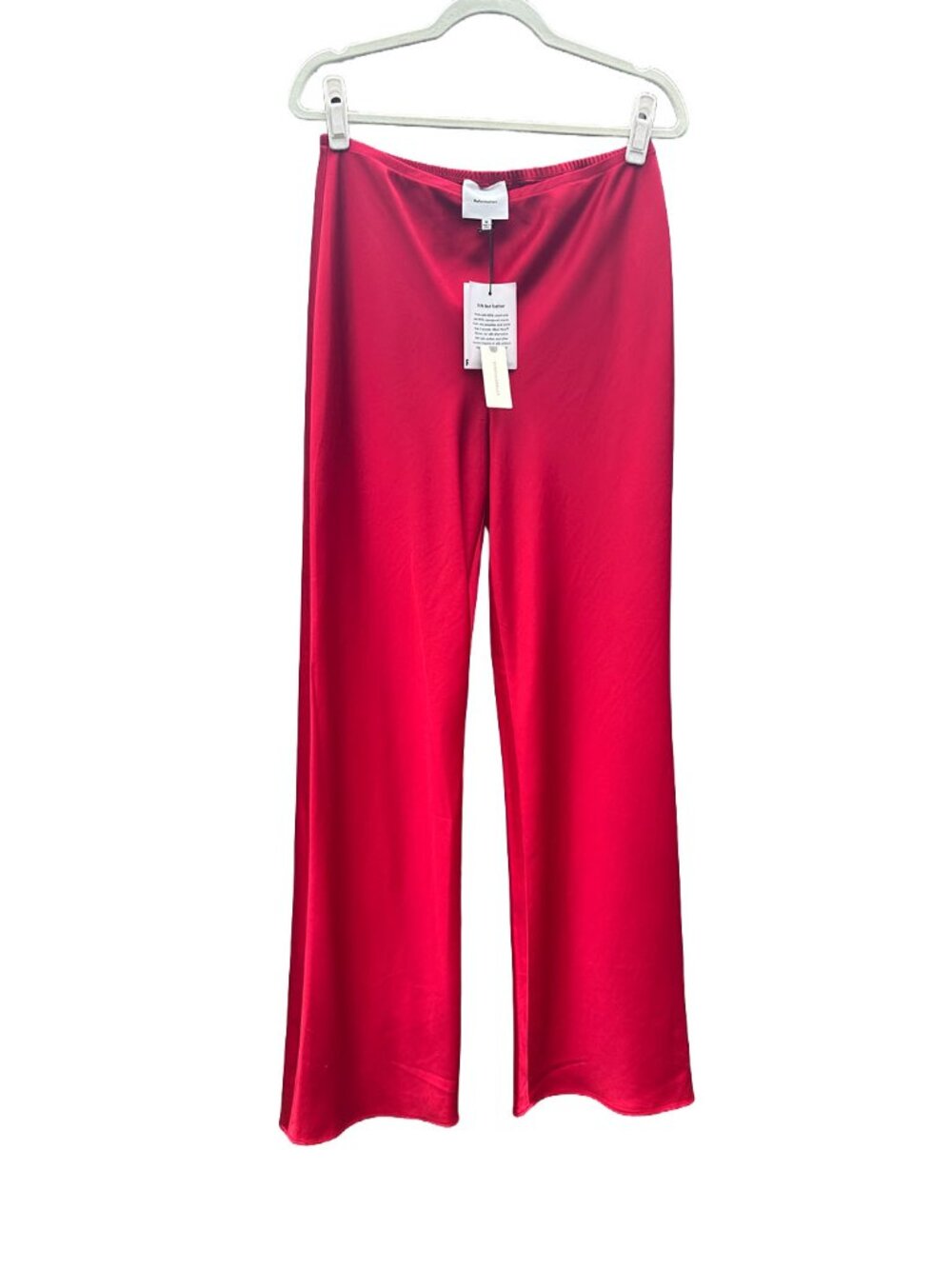 NWT Reformation Gale Satin Mid Rise Bias Pant Lipstick Elastic Waist M - Picture 3 of 8